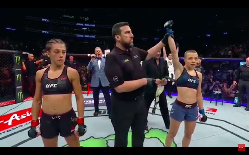 Rose Namajunas wins at UFC 217 Source: YouTube