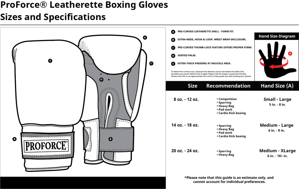 boxing glove size chart
