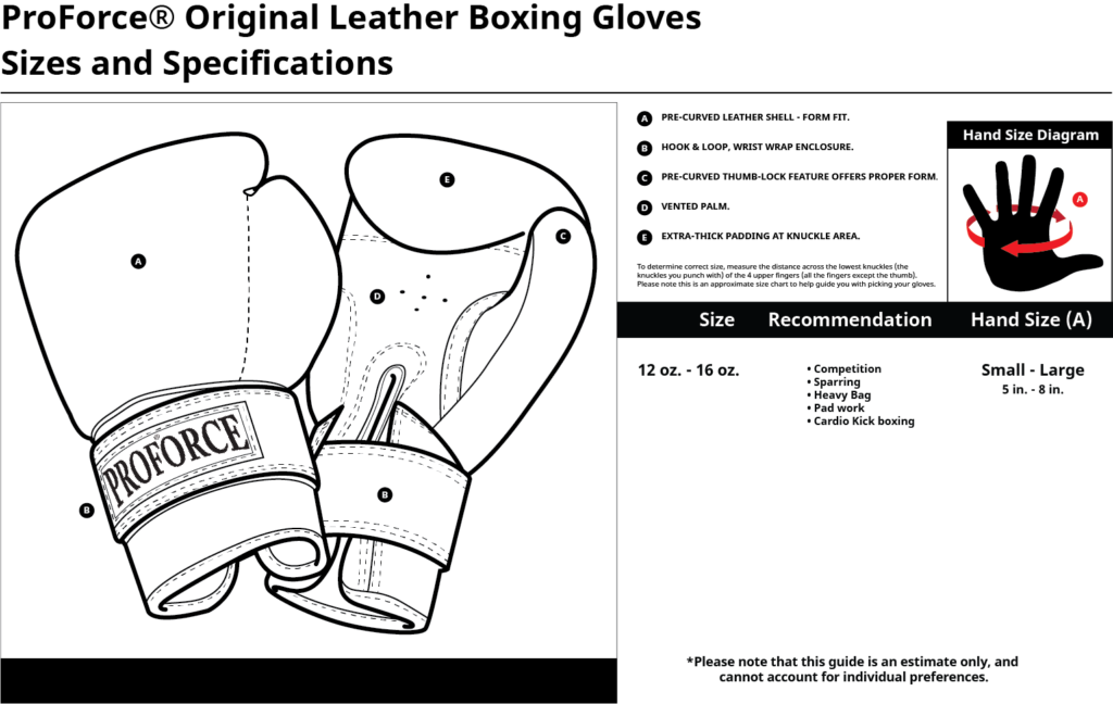 boxing glove size chart