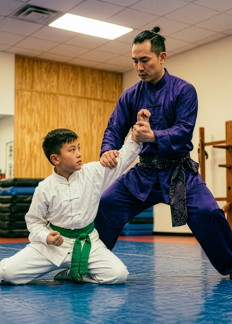 kungfu practice for a father and son